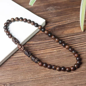 Serenity Men Bracelet With Four Buddha Carved From Agarwood