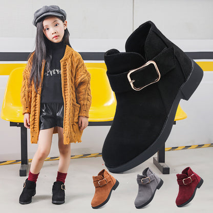 Fashion Girls Suede Leather Ankle Boots