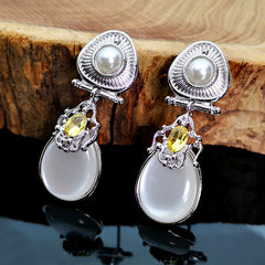 Allereya Vintage Women Moonstone Pearl Earrings