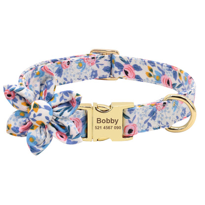 Floral Pet Dog Collar Lettering