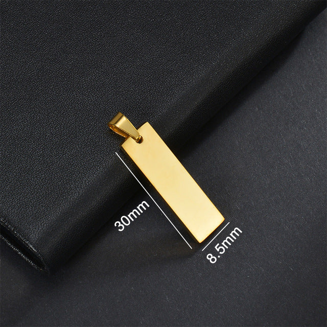 Yahoya Men Stainless Steel Long Strip Military Necklace