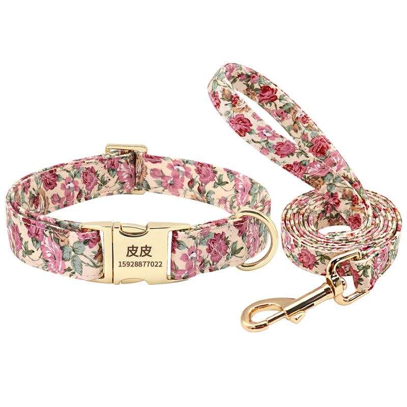 Floral Pet Dog Collar Lettering