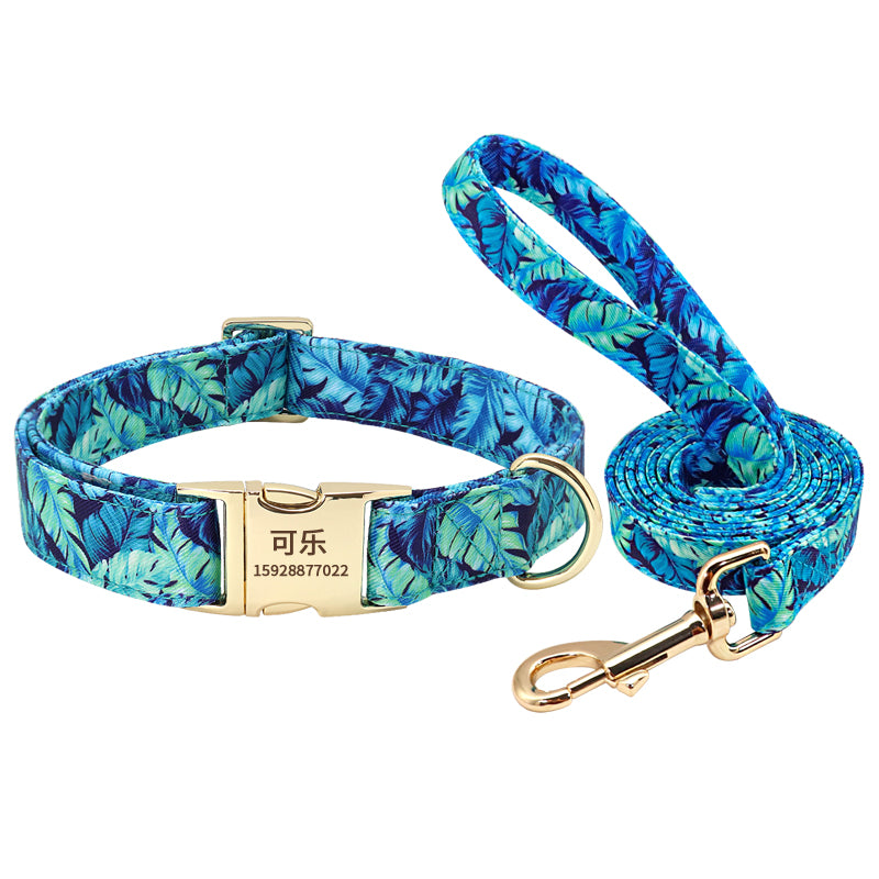 Floral Pet Dog Collar Lettering