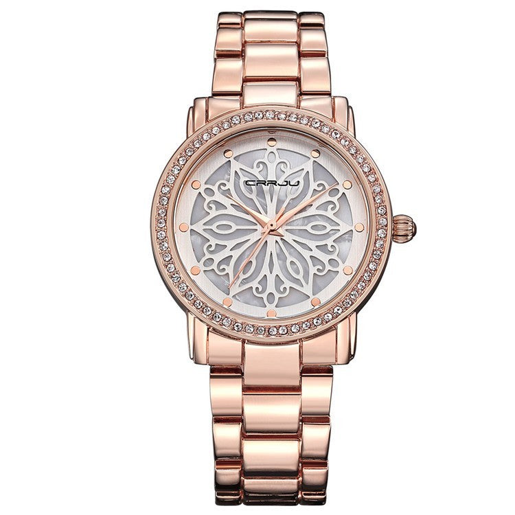 CRRJU Women's Steel Band Diamond Watch