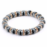 Haematite Unisex Beaded Bracelet Micro Inlay Rhinestones