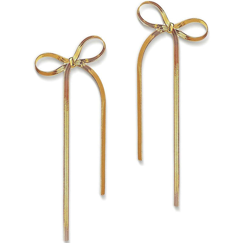 Women's Bow Tassel Long Earrings