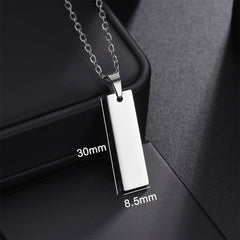 Yahoya Men Stainless Steel Long Strip Military Necklace