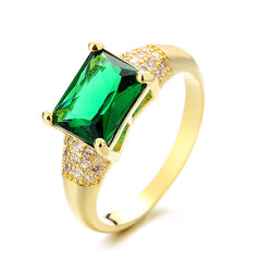Emerald Plated 18K Gold Ring Female