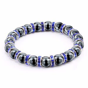 Haematite Unisex Beaded Bracelet Micro Inlay Rhinestones