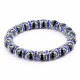Haematite Unisex Beaded Bracelet Micro Inlay Rhinestones