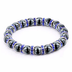 Haematite Unisex Beaded Bracelet Micro Inlay Rhinestones