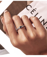 S925 Sterling Silver Dainty Adjustable Square Blue stone