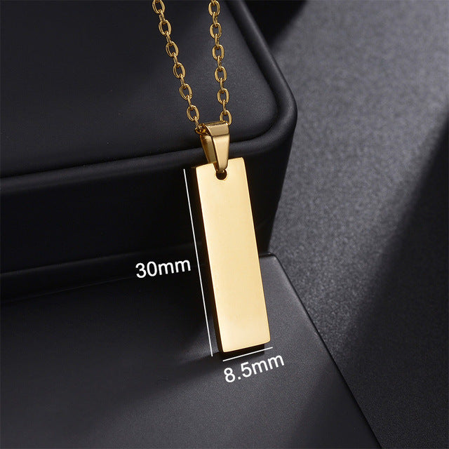 Yahoya Men Stainless Steel Long Strip Military Necklace