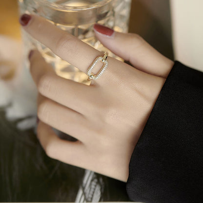 Women Gold Plated Diamond Square Ring