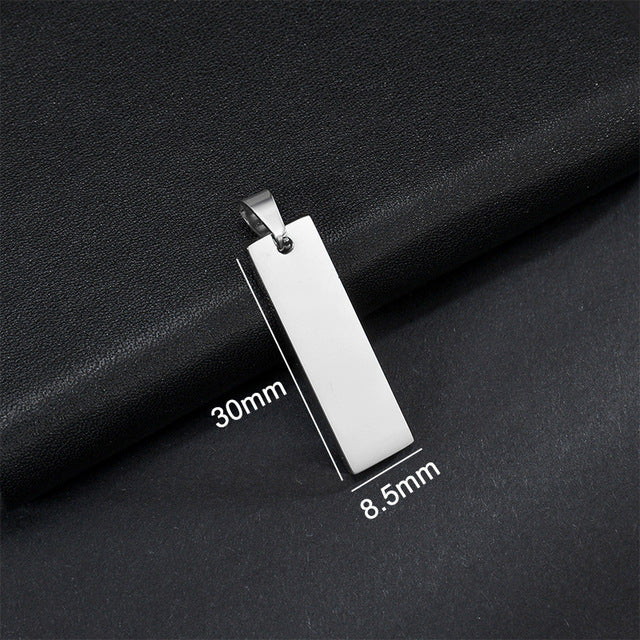 Yahoya Men Stainless Steel Long Strip Military Necklace