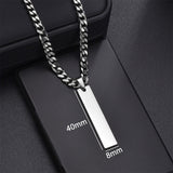 Yahoya Men Stainless Steel Long Strip Military Necklace