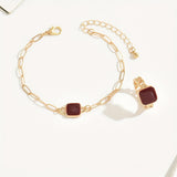 Dainty Women 14K Gold Plated Agate Bracelet And  Ring Set
