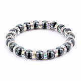 Haematite Unisex Beaded Bracelet Micro Inlay Rhinestones