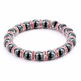 Haematite Unisex Beaded Bracelet Micro Inlay Rhinestones