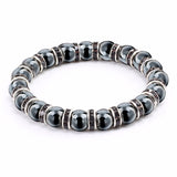 Haematite Unisex Beaded Bracelet Micro Inlay Rhinestones