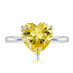 S925 Silver 4 Karat Heart-Shaped Ring For Women