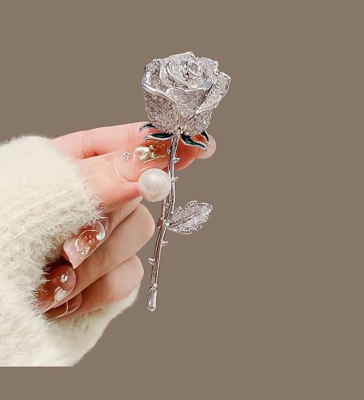 Koinen Women Pearl Rose Brooch