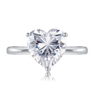 S925 Silver 4 Karat Heart-Shaped Ring For Women