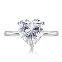 S925 Silver 4 Karat Heart-Shaped Ring For Women