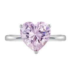 S925 Silver 4 Karat Heart-Shaped Ring For Women