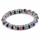 Haematite Unisex Beaded Bracelet Micro Inlay Rhinestones