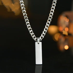 Yahoya Men Stainless Steel Long Strip Military Necklace