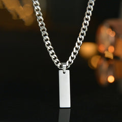 Yahoya Men Stainless Steel Long Strip Military Necklace