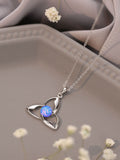 Celitc women Necklace 925 Silver Pendant White Round Opal Pendant