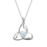 Celitc women Necklace 925 Silver Pendant White Round Opal Pendant