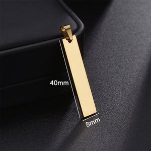 Yahoya Men Stainless Steel Long Strip Military Necklace
