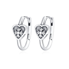 Women 925 Pure Silver Ear Buckle Love Crow Earrings