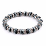 Haematite Unisex Beaded Bracelet Micro Inlay Rhinestones