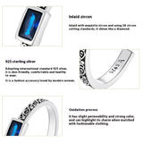 S925 Sterling Silver Dainty Adjustable Square Blue stone