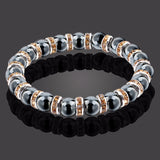 Haematite Unisex Beaded Bracelet Micro Inlay Rhinestones