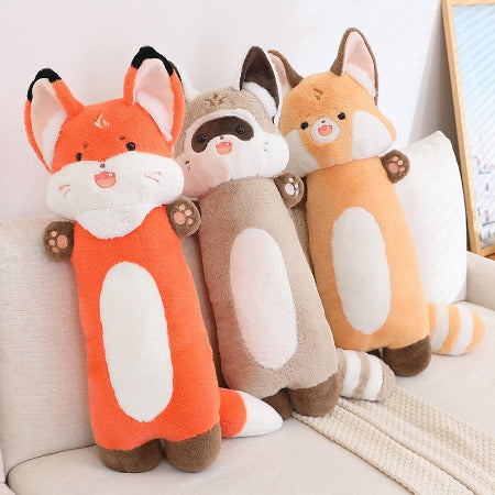 QMartCo Childrens Soft Plush Cartoon Raccoon, Panda, Fox Pillow