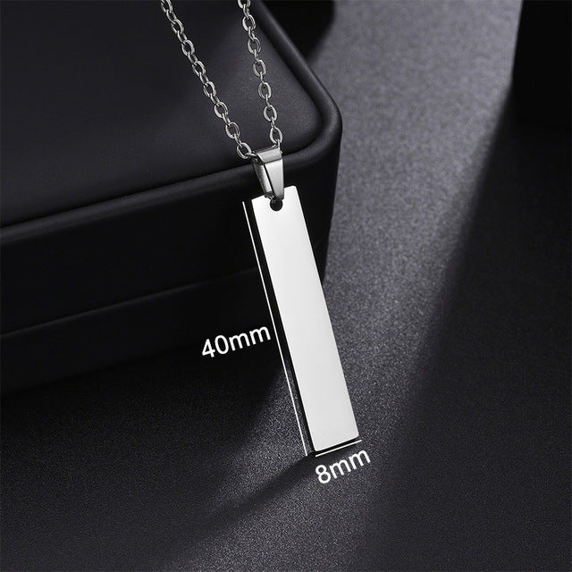 Yahoya Men Stainless Steel Long Strip Military Necklace