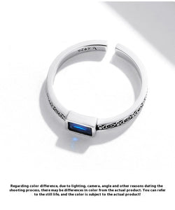 S925 Sterling Silver Dainty Adjustable Square Blue stone