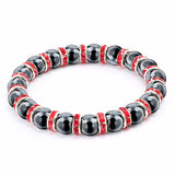 Haematite Unisex Beaded Bracelet Micro Inlay Rhinestones